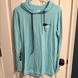 Surf Style Light Blue Hooded Long Sleeve Shirt
